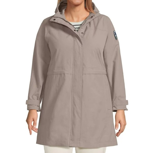 Lands End Squall Women's XL/T Tan Hooded Parka Jacket Waterproof Lined Preppy - Picture 1 of 11